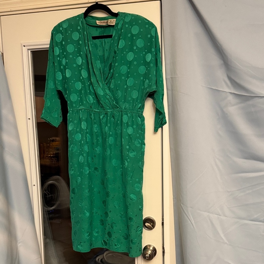 Liz Claiborne Green Patterned Midi Dress